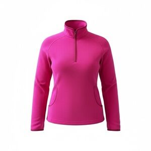 Lands’ End Pink Quarter Zip Fleece Pullover – Size M (10–12)